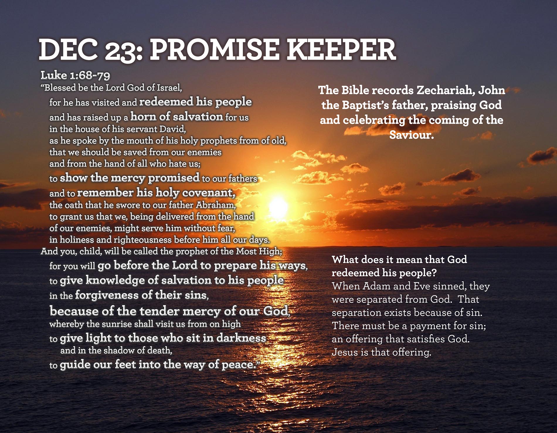 PROMISE KEEPER Luke 1:68-79